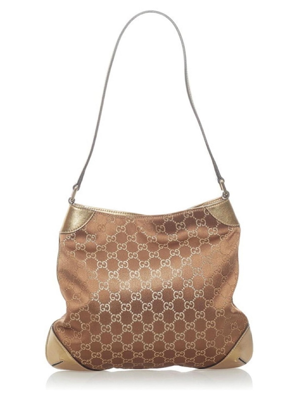 Gucci Brown Gold GG Monogram Shoulder Bag - Picture 1 of 4